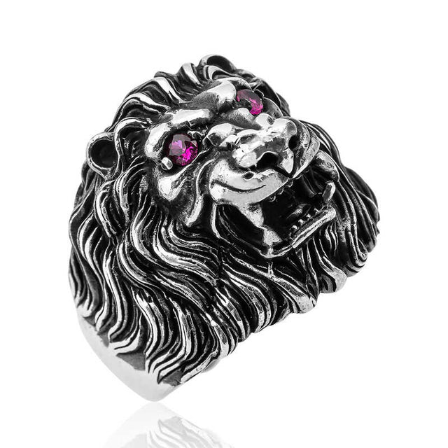 Premium Sterling Silver Lion Head Men's Ring