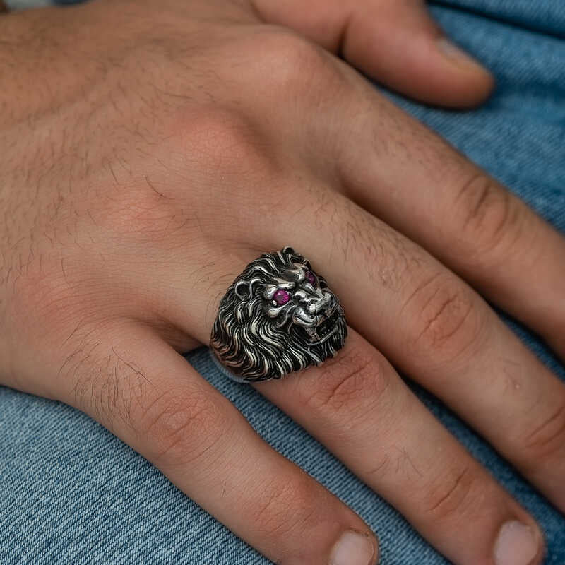 Premium Sterling Silver Lion Head Men's Ring