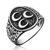 Premium Oxidized Silver Three Crescent Men's Ring