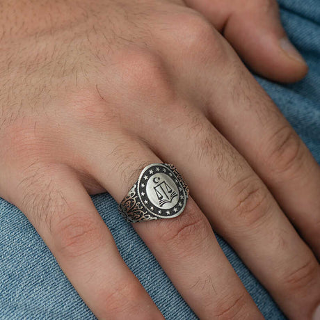 Premium Sterling Silver Justice Scale Men's Ring