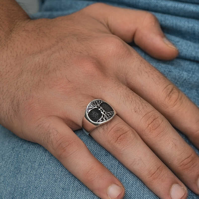 Sterling Silver Tree of Life Men's Ring
