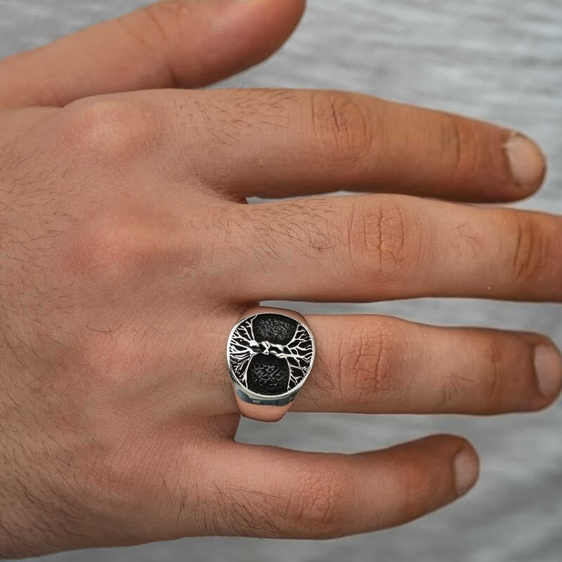 Sterling Silver Tree of Life Men's Ring