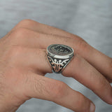 Premium Sterling Silver Ataturk Silhouette Men's Ring