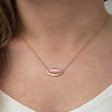 Rose Gold-Tone Pink Cat's Eye Crescent Pendant Necklace