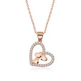 Rose Gold Plated Silver Necklace - Sparkling Triple Heart Design