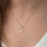Rose Gold Plated Silver Necklace - Sparkling Triple Heart Design