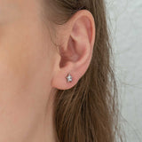 Sterling Silver Stud Earrings - Sparkling Star Solitaire Design