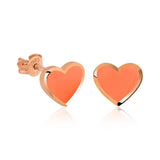 Rose Gold-Tone 925 Sterling Silver Vibrant Heart Stud Earrings