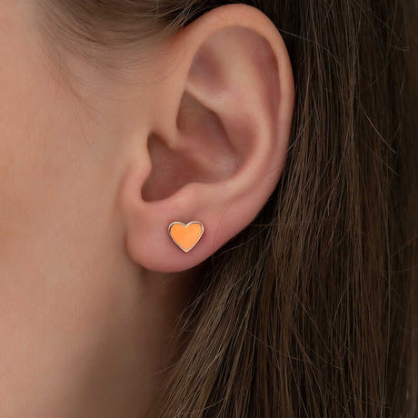 Rose Gold-Tone 925 Sterling Silver Vibrant Heart Stud Earrings