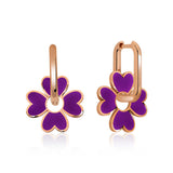 Earrings - Rose Gold Tone Purple Clover Hoop Earrings