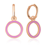Rose Gold Plated Hoop Earrings - Dainty Lilac Enamel Circle