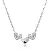 Necklace - Silver-Tone Dainty Triple Heart Cubic Zirconia Pendant