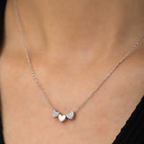 Necklace - Silver-Tone Dainty Triple Heart Cubic Zirconia Pendant
