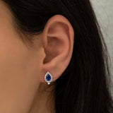 Sterling stříbro - Elegantní modré náušnice s kapkovým halo efektem