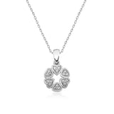 Necklace - Sterling Silver Pave Heart Floral Pendant