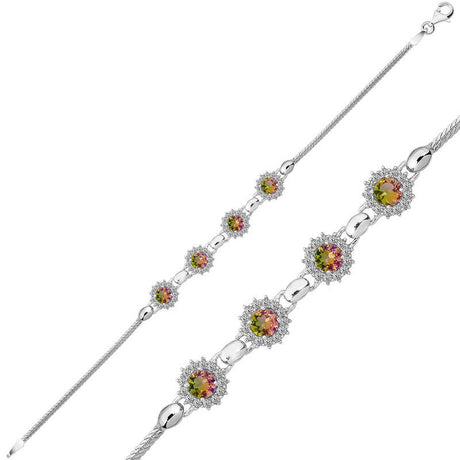 Sterling Silver Zultanite Bracelet - Elegant Halo Link Design