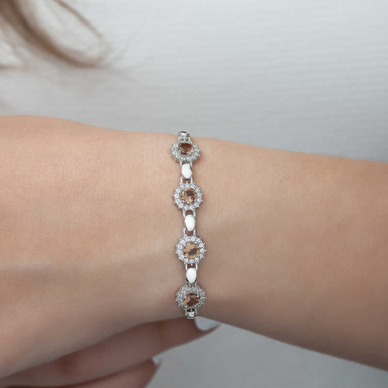 Sterling Silver Zultanite Bracelet - Elegant Halo Link Design