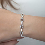 Sterling Silver Zultanite Bracelet - Elegant Oval Halo Gemstone Design