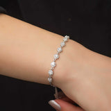 Adjustable Bolo Bracelet - Sterling Silver Tennis Style Halo CZ