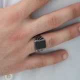 Premium Sterling Silver Onyx Stone Crown Ring