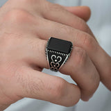 Premium Men's Silver Onyx Stone Ring