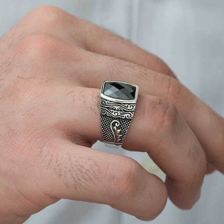 Artisan Silver Black Onyx Men's Statement Ring