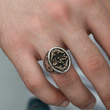 Premium Sterling Silver Hasbiyallah Arabic Calligraphy Mens Ring