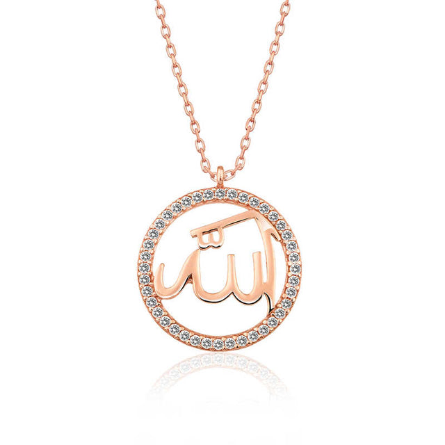 Necklace - Rose Gold Plated Sterling Silver Allah Calligraphy