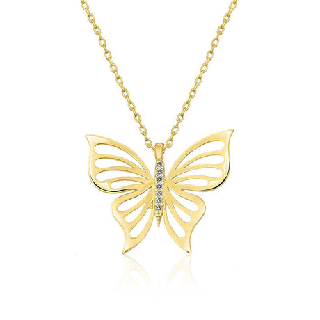 Necklace - Gold-Plated Sterling Silver Dainty Butterfly Pendant