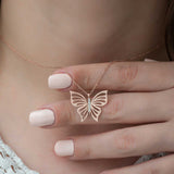 Rose Gold Plated Butterfly Necklace - Delicate & Sparkling CZ
