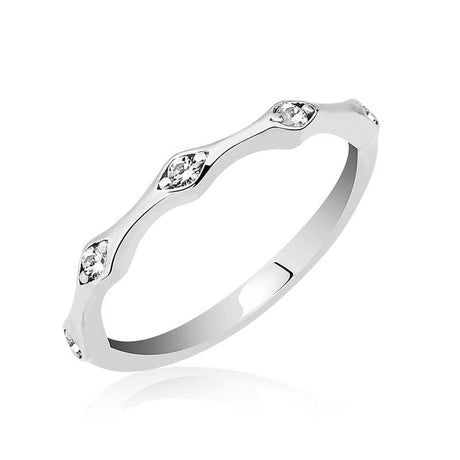 Ring - Sterling Silver Marquise-Set Zirconia Wavy Band