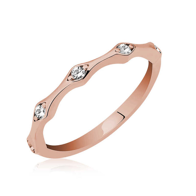 Ring - Rose Gold Tone Dainty Five-Stone Bezel-Set Band