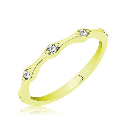 Ring - Gold-Tone Wavy Band with Marquise-Set Sparkling Stones