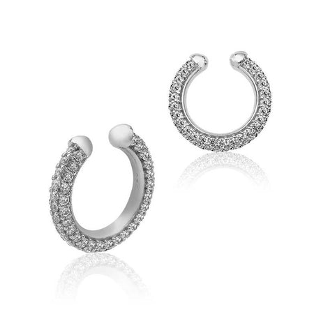 Sterling Silver Pave Hoop Ear Cuff - Sparkling Stones