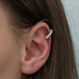 Sterling Silver Pave Hoop Ear Cuff - Sparkling Stones