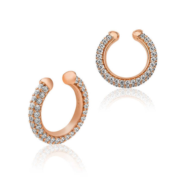 Rose Gold Tone Pave Ear Cuff - Sparkling Crystal Cartilage Earring