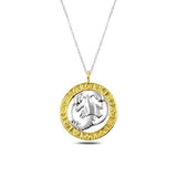 Scorpion Zodiac Medallion Necklace - Two-Tone Gold & Silver