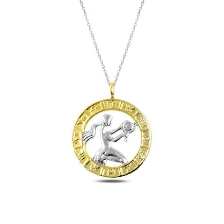 Two-Tone Virgo Zodiac Necklace - Gold & Silver Celestial Design