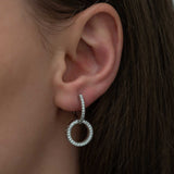 Dangle Hoop Earrings - Sterling Silver Pave Crystal Interlocking Design