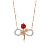 Rose Gold-Tone Infinity Rose Necklace - Sparkling & Romantic