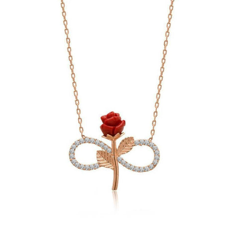 Rose Gold-Tone Infinity Rose Necklace - Sparkling & Romantic