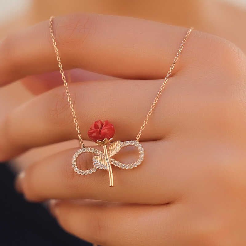 Rose Gold-Tone Infinity Rose Necklace - Sparkling & Romantic