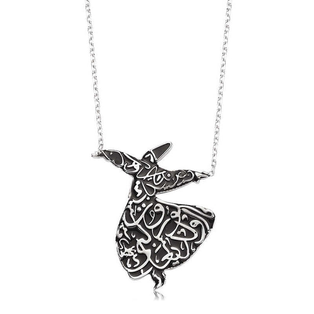 Necklace - Sterling Silver Whirling Dervish Calligraphy