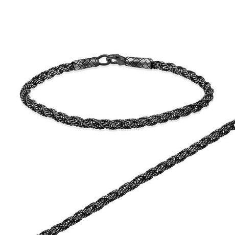 Unisex Kazaziye Twisted Braid Bracelet - Oxidized Silver