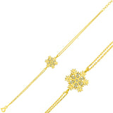 Yellow Gold Plated Snowflake Bracelet - Dainty Cubic Zirconia Design