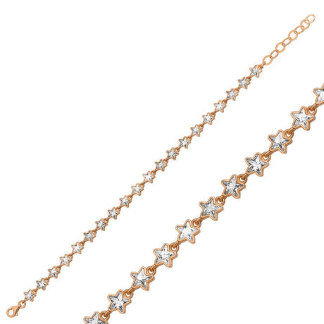 Bracelet - Rose Gold Plated Sterling Silver Star Dainty CZ