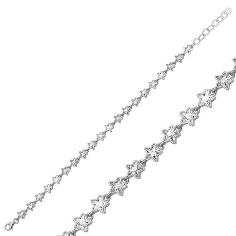 Sterling Silver - Dainty Star Cubic Zirconia Bracelet
