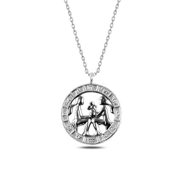 Sterling Silver Gemini Zodiac Pendant Necklace