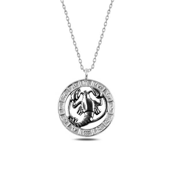 Necklace - Sterling Silver Zodiac Scorpion Medallion Pendant