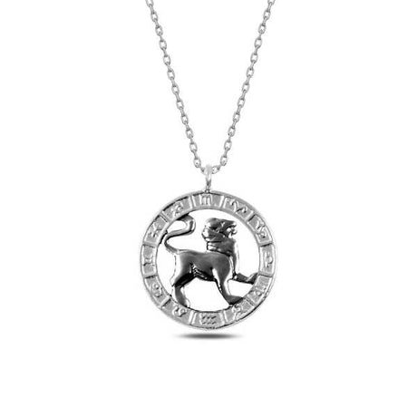 Sterling Silver Leo Zodiac Necklace - Dainty Astrology Pendant